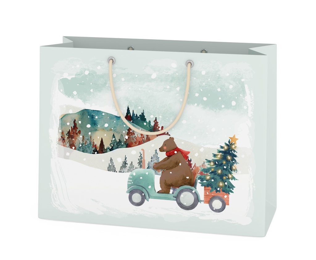 GIFT BAG FROSTY FOREST 22X18 