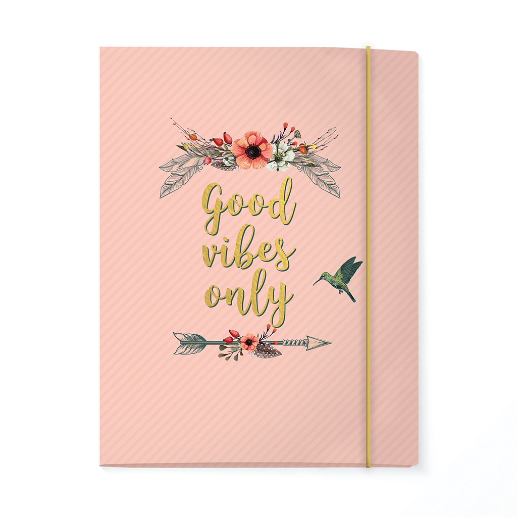 ELASTICATED FILE A4 BOHEMIAN - GOOD VIBES ONLY